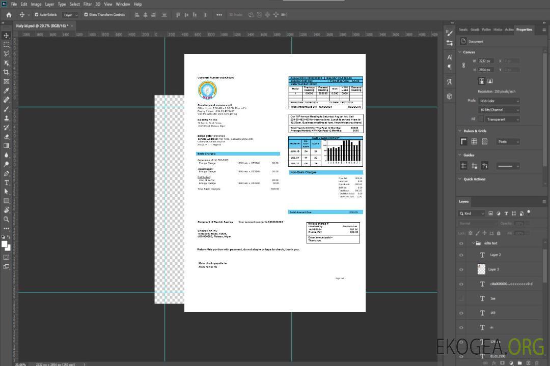 Modèle de facture de services publics d'électricité de la Commission nigériane de réglementation de l'électricité aux formats Word et PDF template